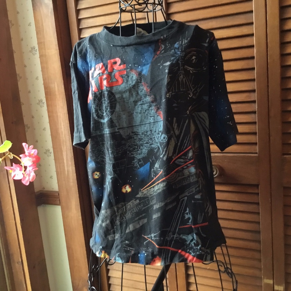 STAR WARS Sz 14-16 L 1996 LUCAS FILMS BLACK TSHIRT